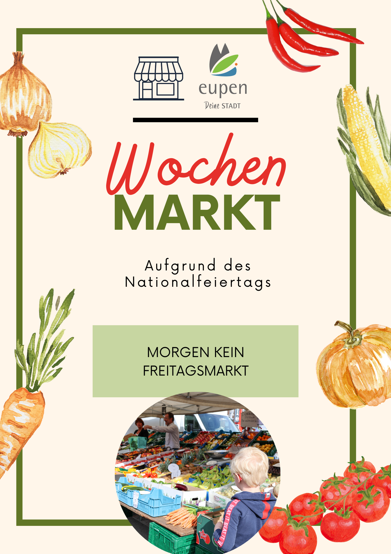 Poster Markt Gemüse Einkauf Beige
